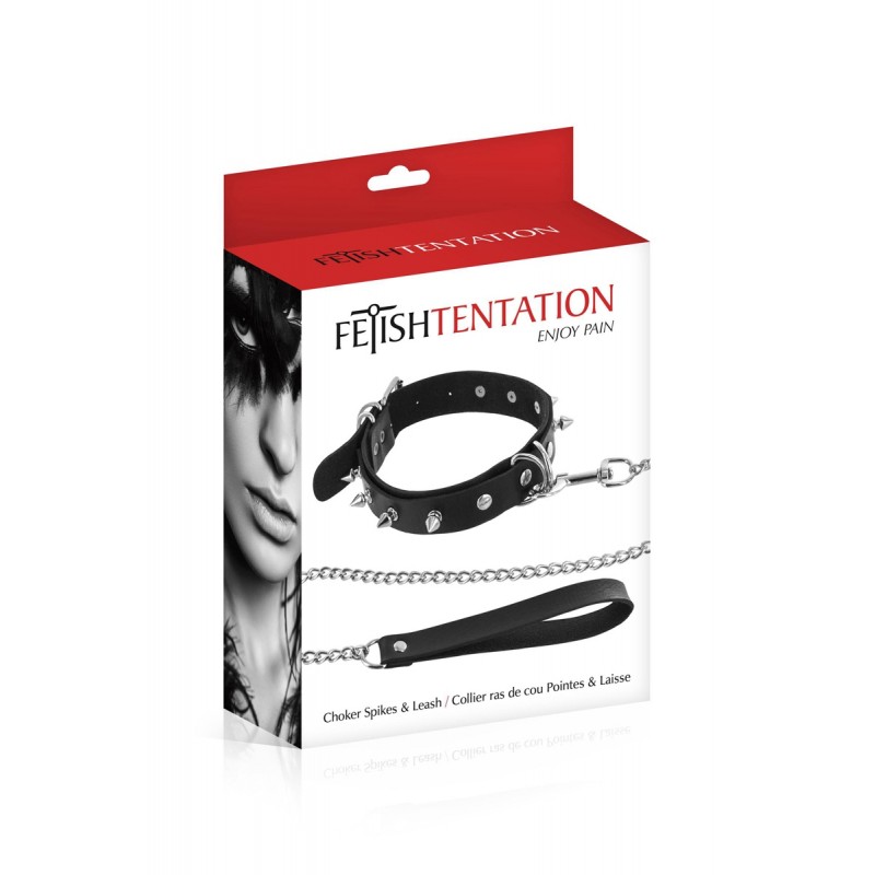 Collier à pointes & laisse - Fetish Tentation Collier à pointes & laisse - Fetish Tentation