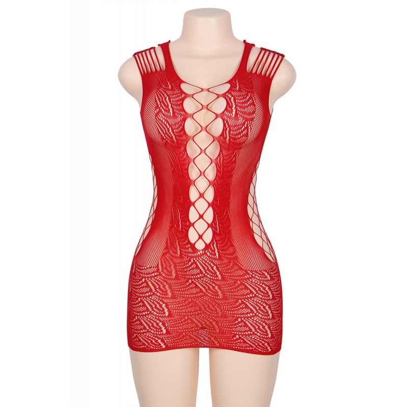 Robe rouge moulante ajourée filet Paris Hollywood Robe rouge moulante ajourée filet Paris Hollywood