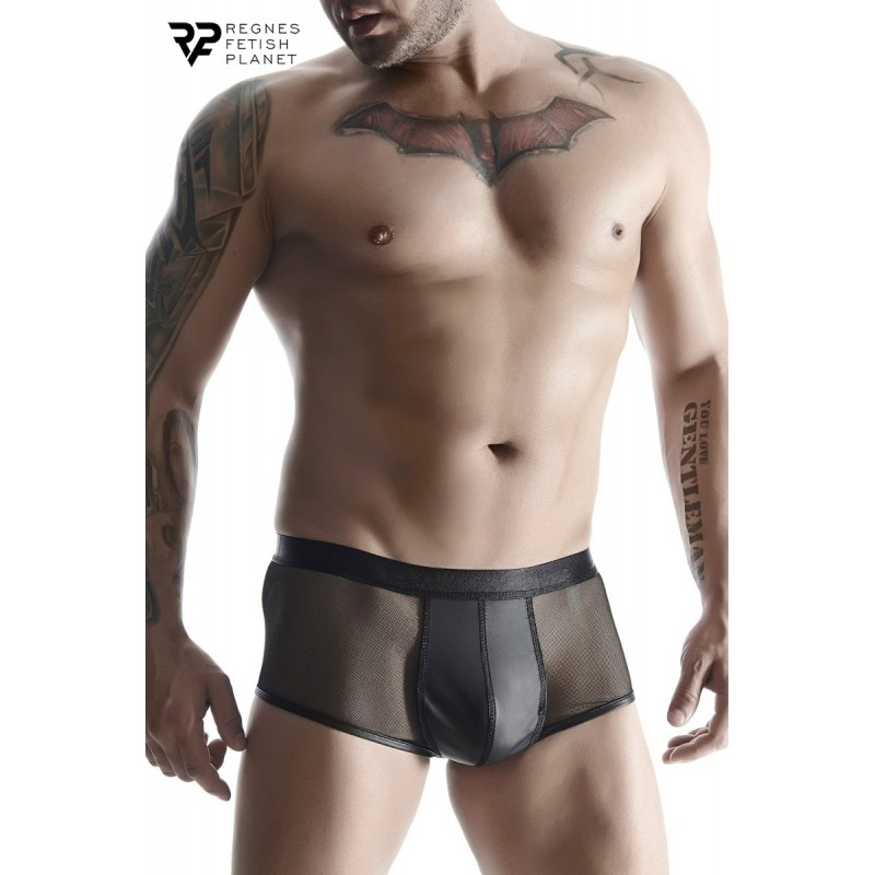 Boxer noir wetlook et mesh - Regnes Boxer noir wetlook et mesh - Regnes