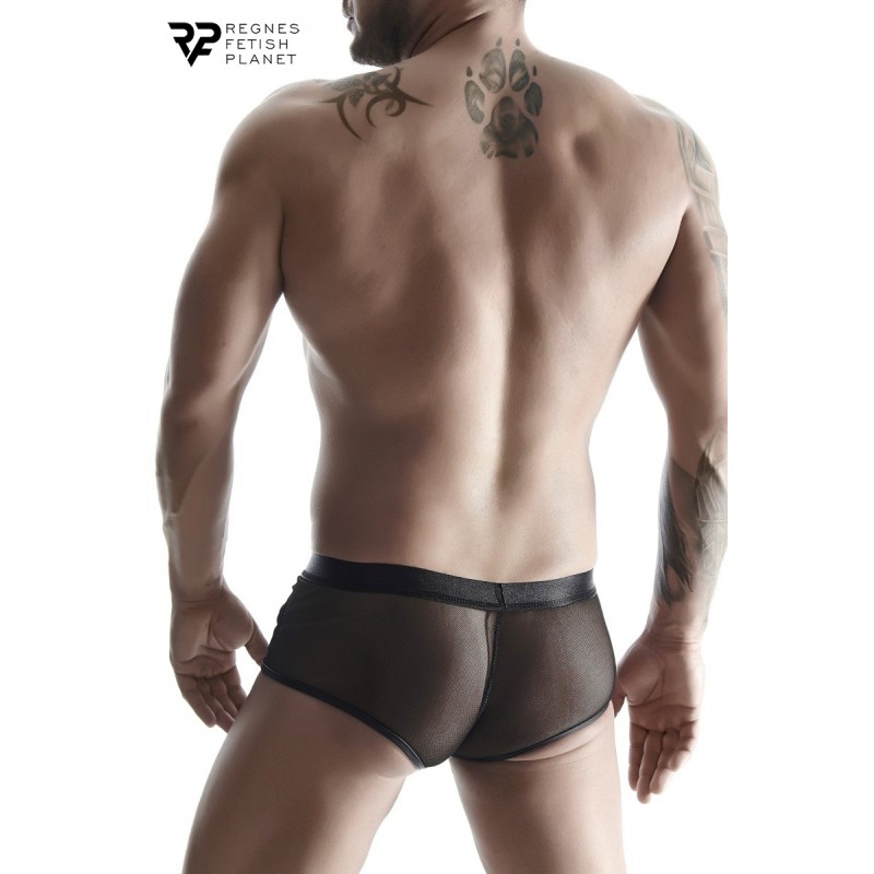 Boxer noir wetlook et mesh - Regnes Boxer noir wetlook et mesh - Regnes