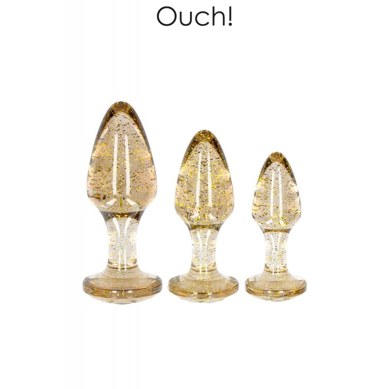 Set 3 plugs pailletés dorés en acrylique - Ouch! Set 3 plugs pailletés dorés en acrylique - Ouch!