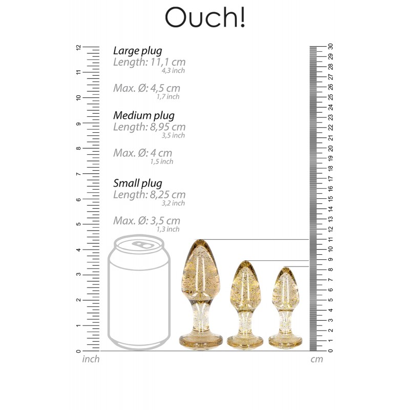 Set 3 plugs pailletés dorés en acrylique - Ouch! Set 3 plugs pailletés dorés en acrylique - Ouch!