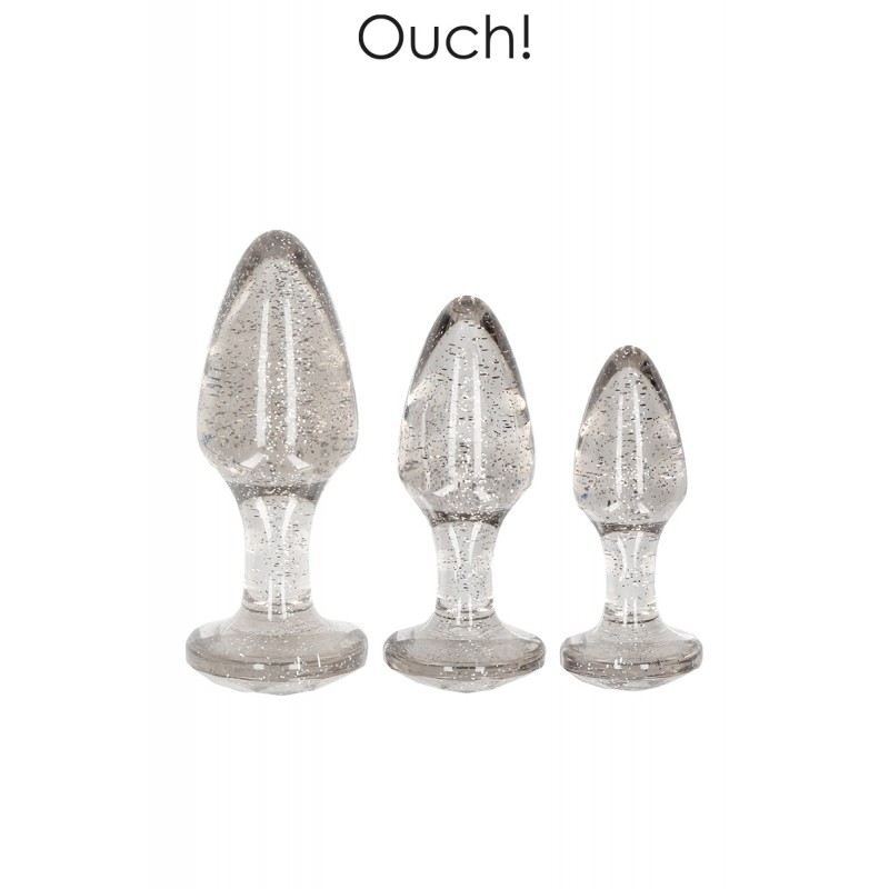 Set 3 plugs pailletés argentés en acrylique - Ouch! Set 3 plugs pailletés argentés en acrylique - Ouch!
