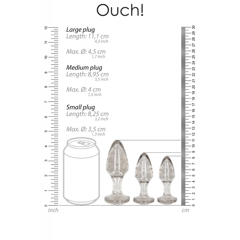 Set 3 plugs pailletés argentés en acrylique - Ouch! Set 3 plugs pailletés argentés en acrylique - Ouch!