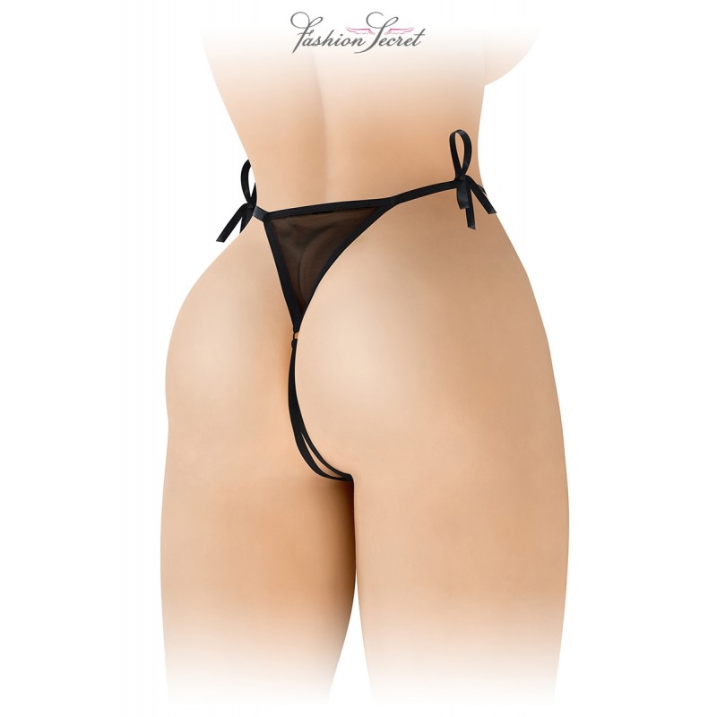 String noir ouvert à nouer Stella - Fashion Secret String noir ouvert à nouer Stella - Fashion Secret