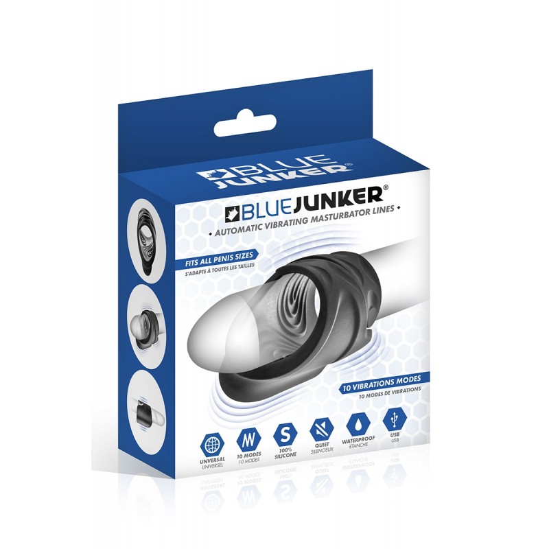 Masturbateur vibrant automatique avec stries - Blue Junker Masturbateur vibrant automatique avec stries - Blue Junker