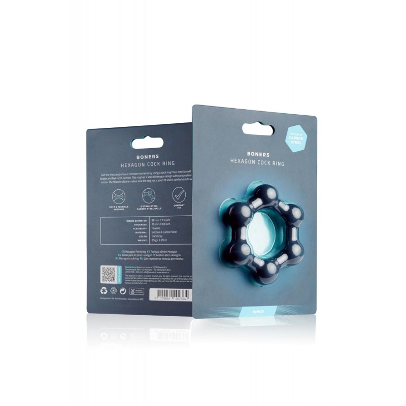 Cockring Hexagonal avec billes en acier - Boners Cockring Hexagonal avec billes en acier - Boners