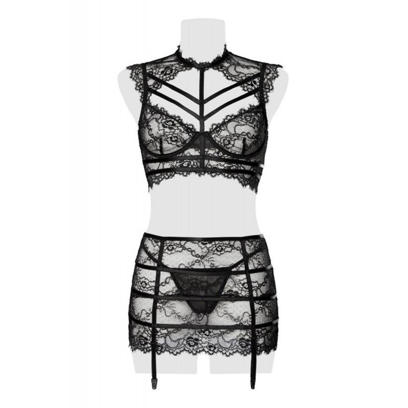 Set érotique jupe à jarretelles et top dentelle - Grey Velvet Set érotique jupe à jarretelles et top dentelle - Grey Velvet
