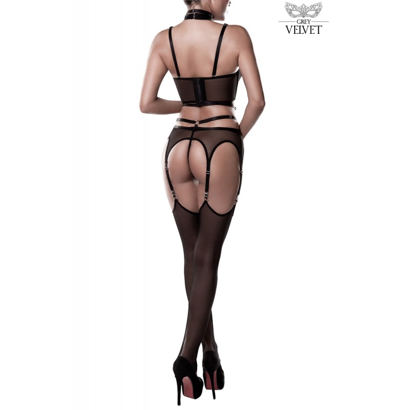 Set sexy fetish harnais et voile - Grey Velvet Set sexy fetish harnais et voile - Grey Velvet