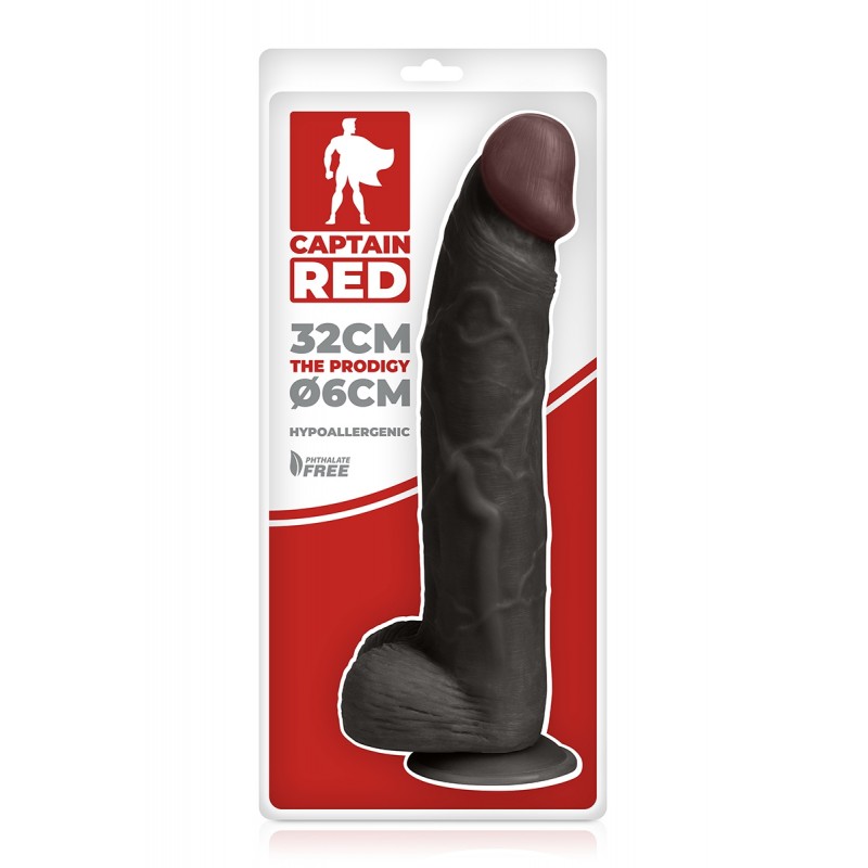 Gode XXL Prodigy Black 32 x 6 cm - Captain Red Gode XXL Prodigy Black 32 x 6 cm - Captain Red