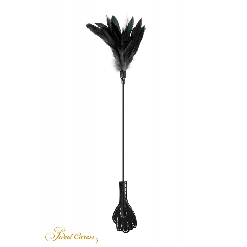 Mini cravache main avec plumes noires - Sweet Caress Mini cravache main avec plumes noires - Sweet Caress