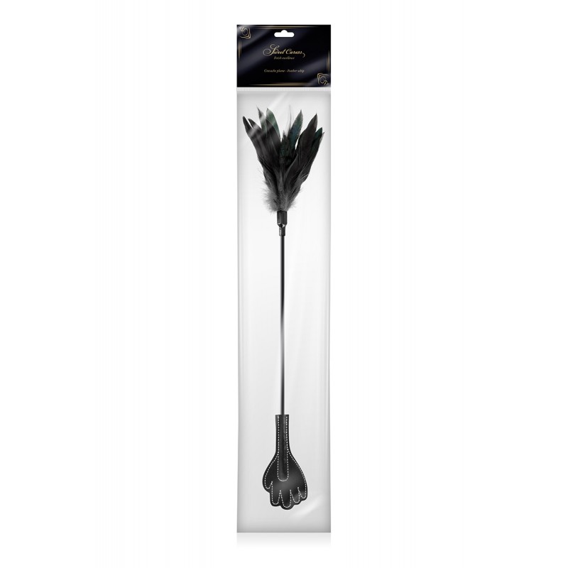 Mini cravache main avec plumes noires - Sweet Caress Mini cravache main avec plumes noires - Sweet Caress