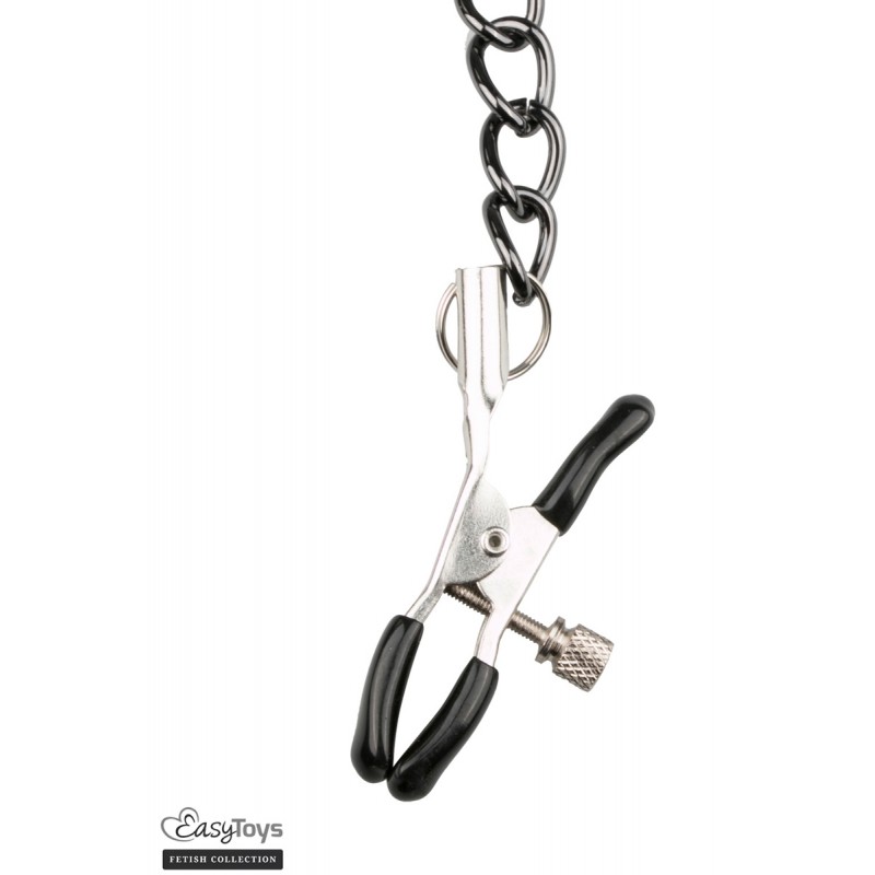 Collier cuir avec chaînes de seins - Easytoys Fetish Collection Collier cuir avec chaînes de seins - Easytoys Fetish Collection