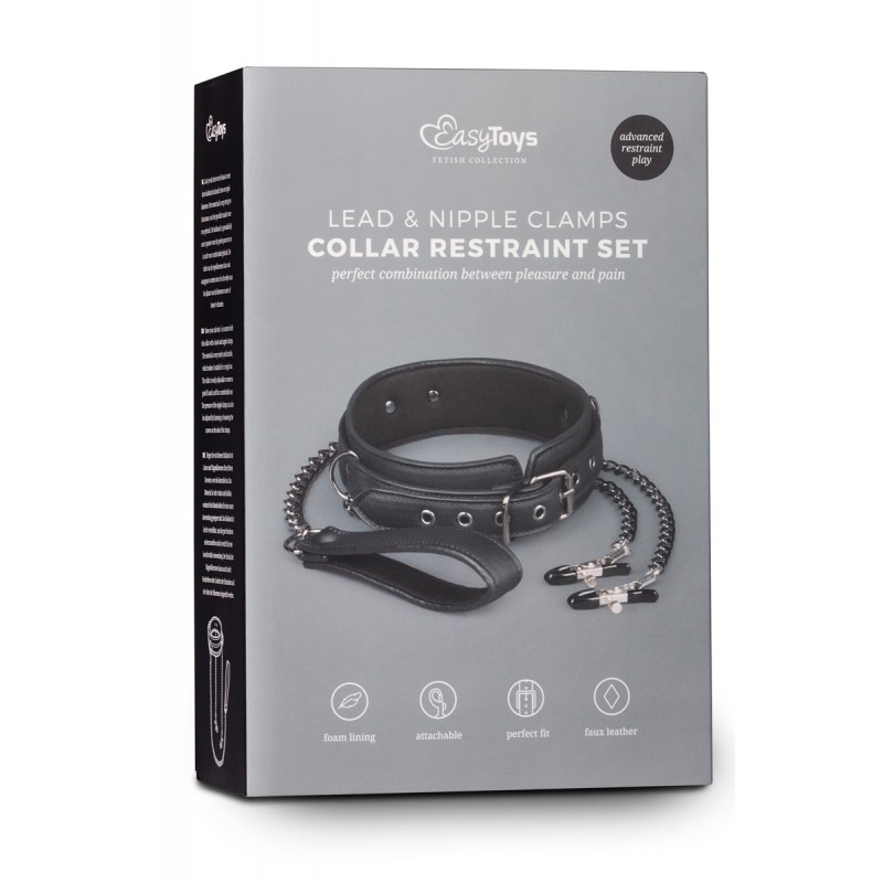 Collier cuir avec chaînes de seins - Easytoys Fetish Collection Collier cuir avec chaînes de seins - Easytoys Fetish Collection