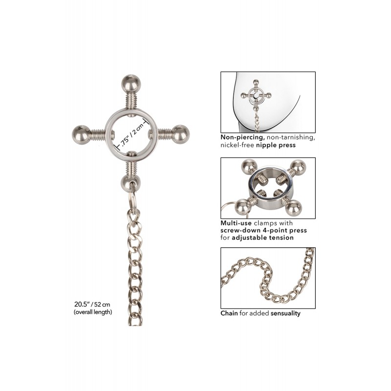 Pinces à tétons 4 points & chaine - Calexotics Pinces à tétons 4 points & chaine - Calexotics