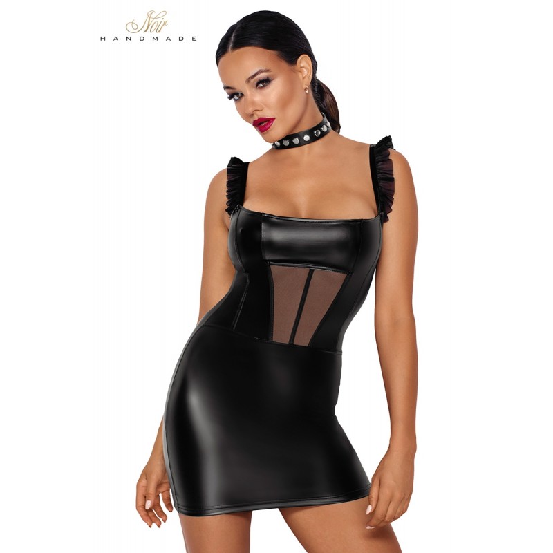 Robe courte wetlook et tulle F257 Robe courte wetlook et tulle F257