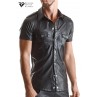 Chemise manches courtes wetlook noire Luca - Regnes Chemise manches courtes wetlook noire Luca - Regnes