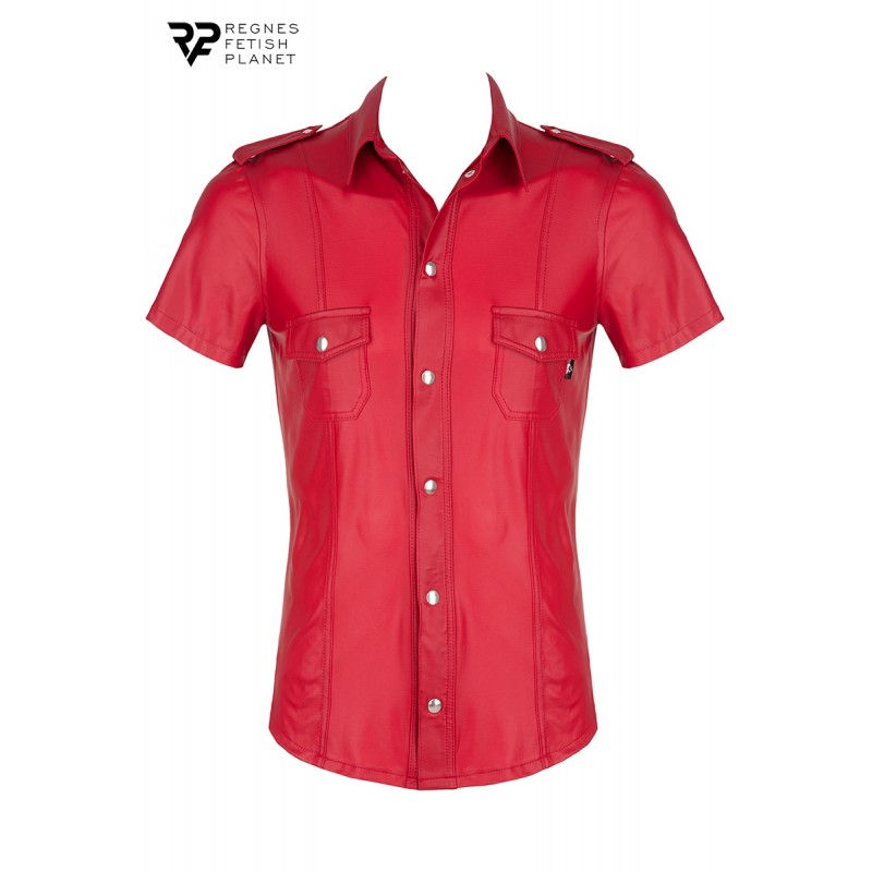 Chemise manches courtes wetlook rouge Carlo - Regnes Chemise manches courtes wetlook rouge Carlo - Regnes