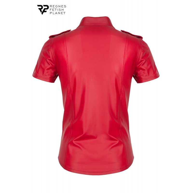 Chemise manches courtes wetlook rouge Carlo - Regnes Chemise manches courtes wetlook rouge Carlo - Regnes