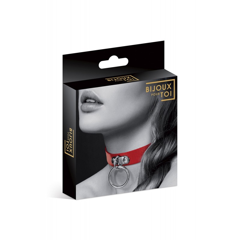 Collier Fetish rouge avec anneau - Bijoux Pour Toi Collier Fetish rouge avec anneau - Bijoux Pour Toi