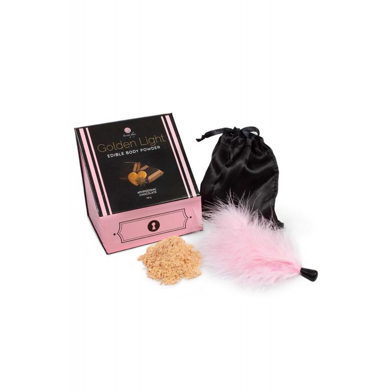 Kit poudre comestible chocolat aphrodisiaque et plumeau - Secret Play Kit poudre comestible chocolat aphrodisiaque et plumeau - Secret Play