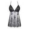 Nuisette dentelle et wetlook noire V-9789 - Axami Nuisette dentelle et wetlook noire V-9789 - Axami