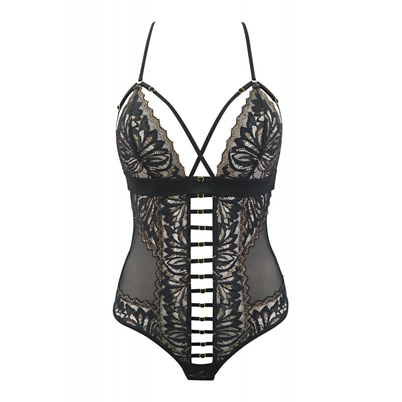 Body string tulle et dentelle noir V-10100 - Axami Body string tulle et dentelle noir V-10100 - Axami