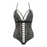 Body string tulle et dentelle noir V-10100 - Axami Body string tulle et dentelle noir V-10100 - Axami
