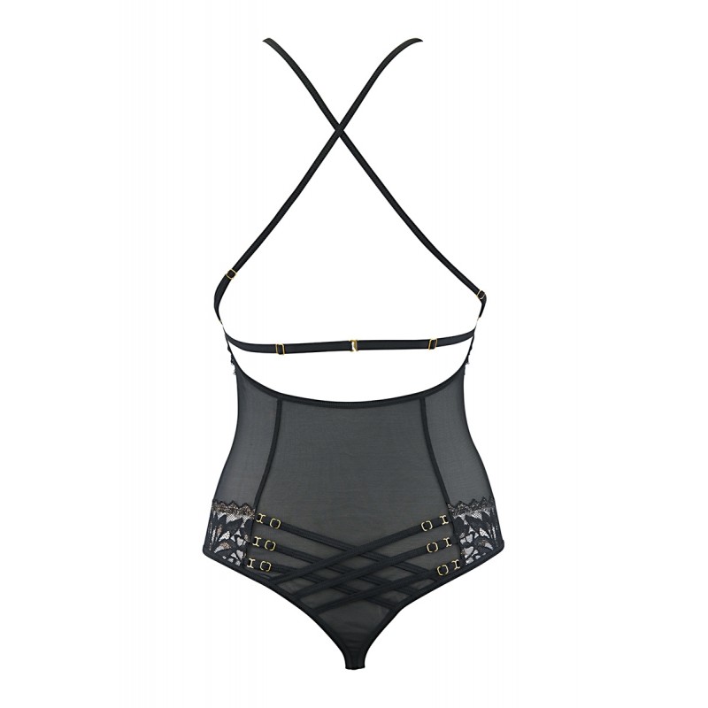 Body string tulle et dentelle noir V-10100 - Axami Body string tulle et dentelle noir V-10100 - Axami