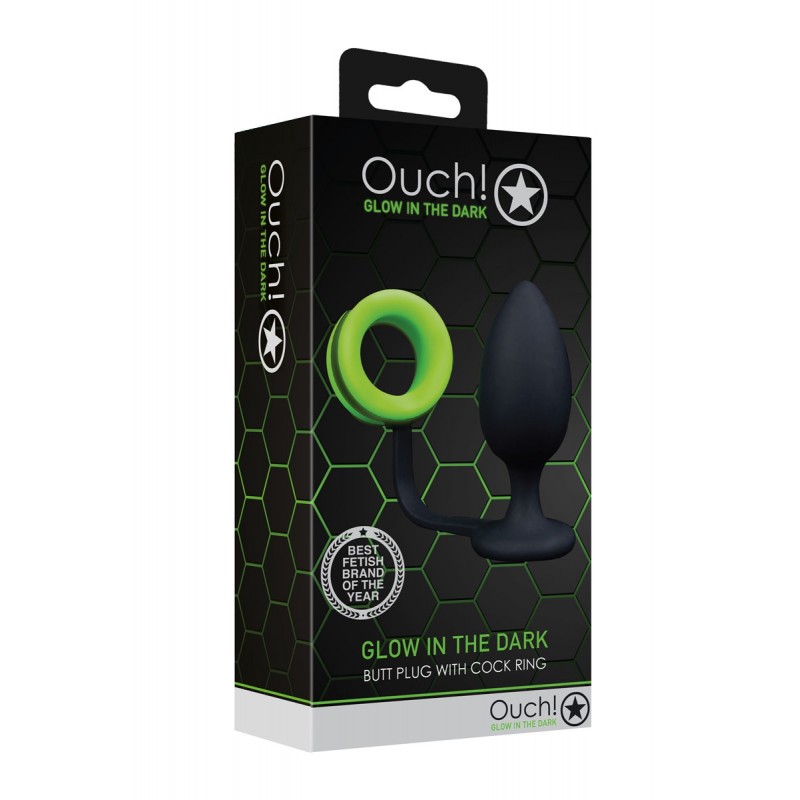 Plug avec cockring phosphorescent - Ouch Plug avec cockring phosphorescent - Ouch