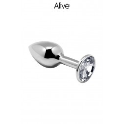Plug métal bijou transparent L - Alive