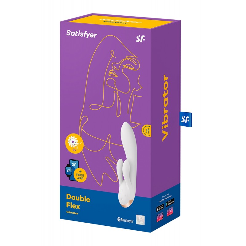 Vibro Rabbit connecté Double Flex blanc - Satisfyer