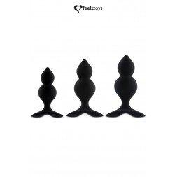 Coffret 3 plugs anal Bibi Twin - noir